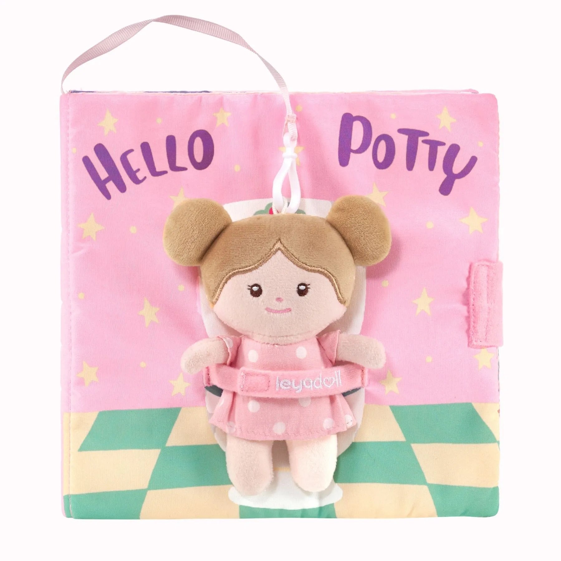Hello Potty for Girls - Personalized Montessori Soft Book - Boutique Style Dress Up Doll