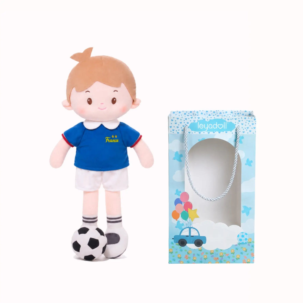 Personalized Soccer Boy - FRA (2 Skin Tones) - Display Ready Doll Accessory Set