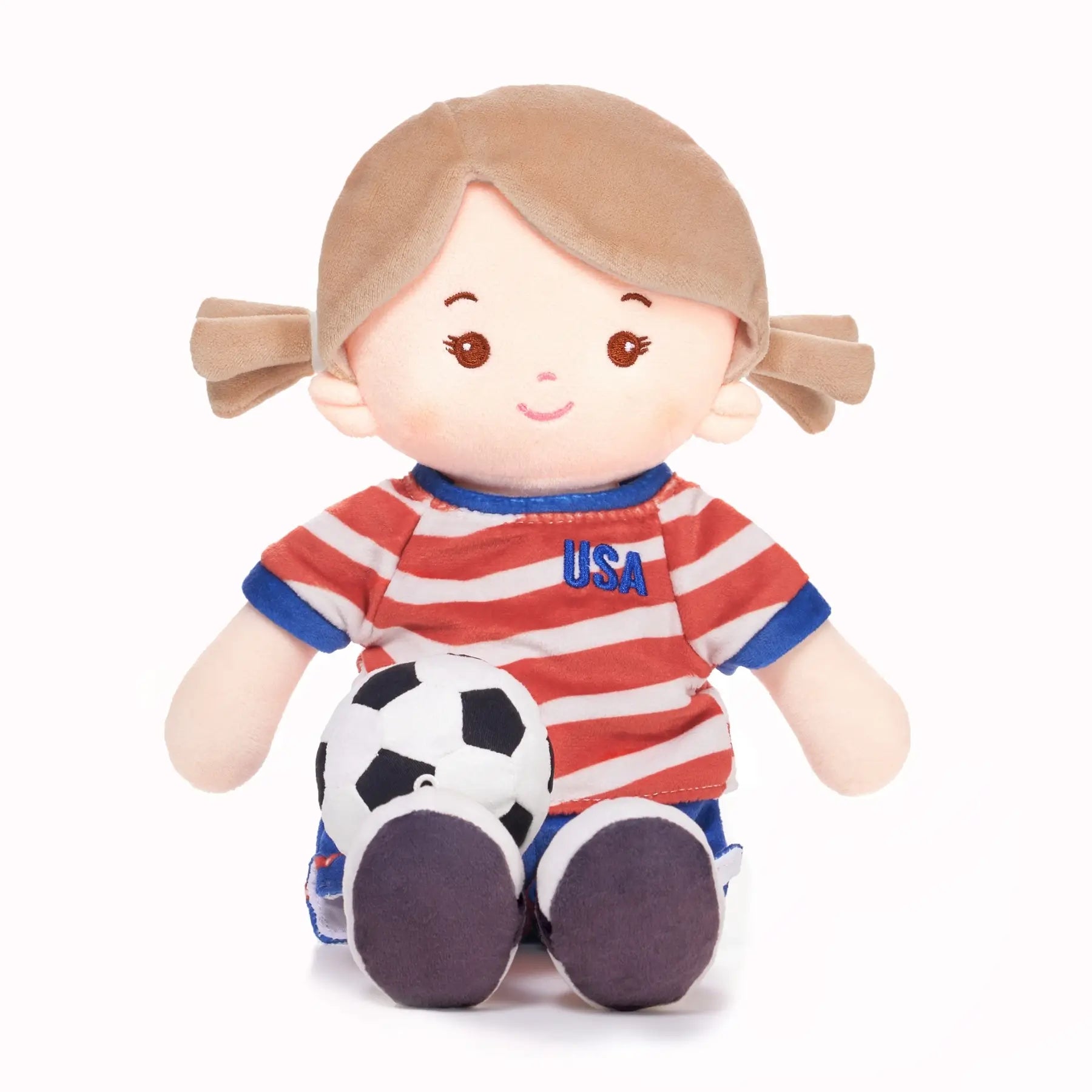 Personalized Soccer Girl - USA (2 Skin Tones) - Sweet Doll With Accessories
