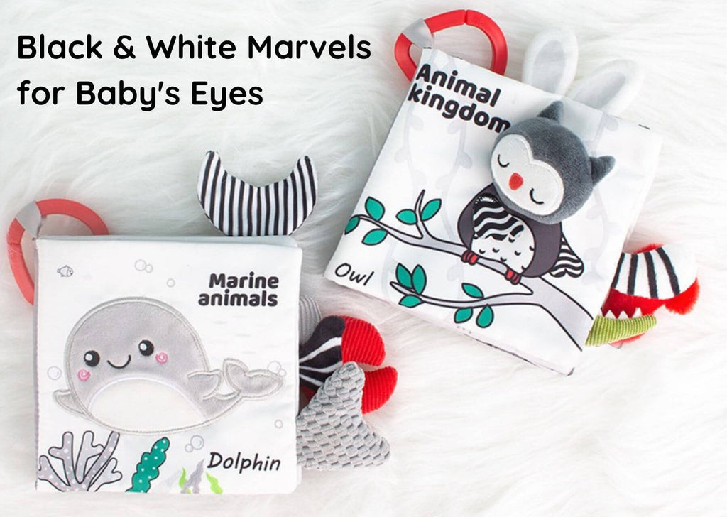 Animal Kingdom - Black&White Soft Tail Book For Babies - Small Size Doll Style Set