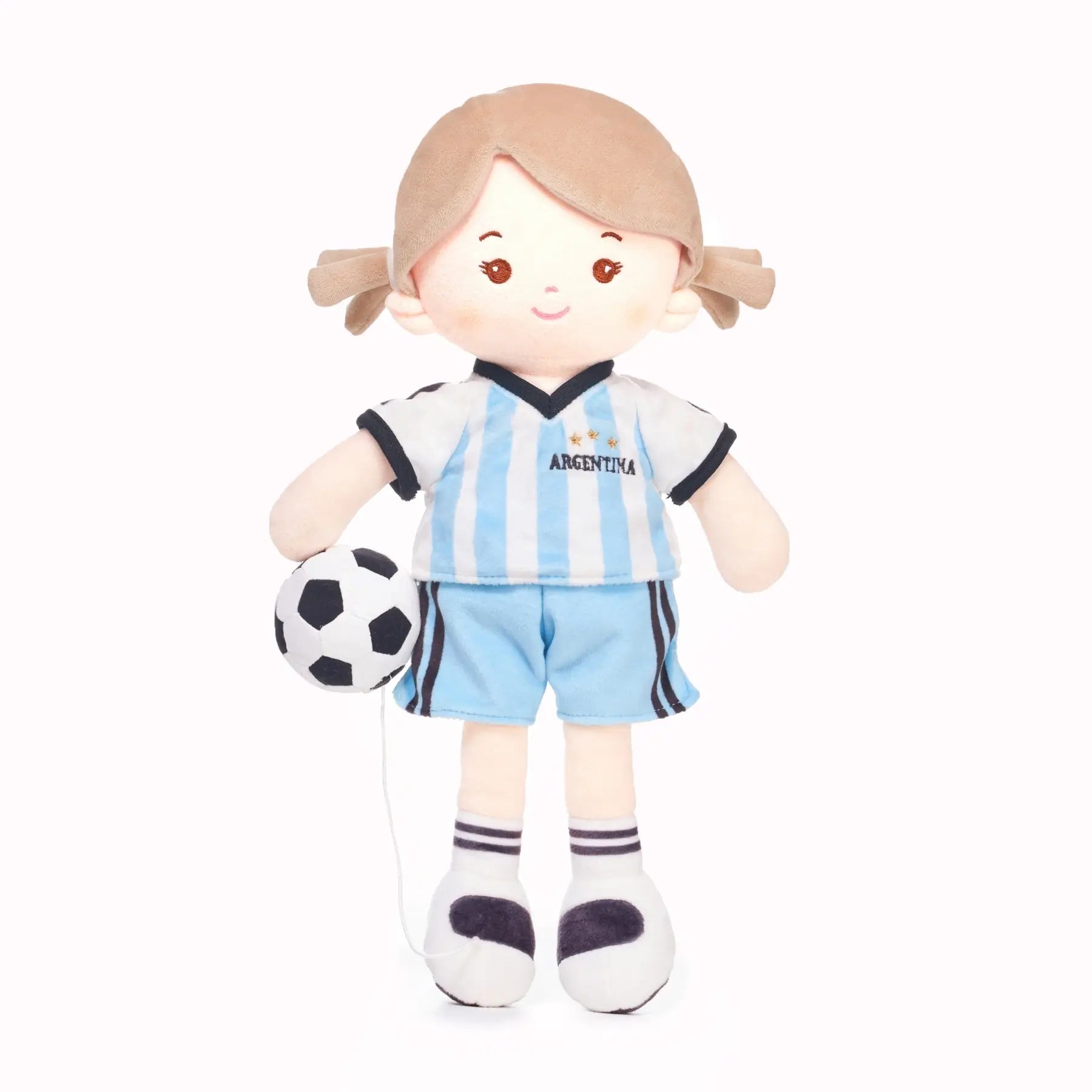 Personalized Soccer Girl - ARG (2 Skin Tones) - Large Size Plush Doll