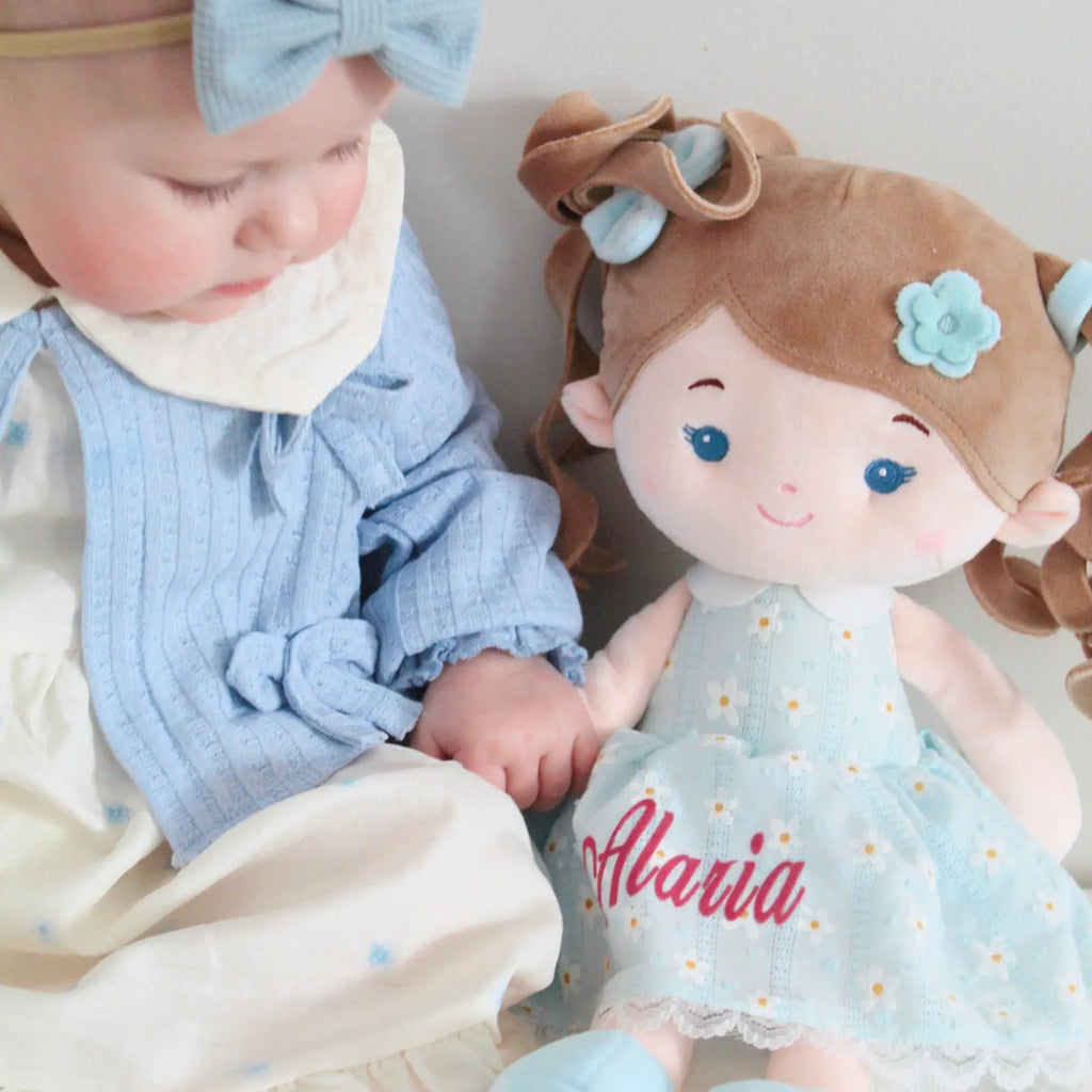 Personalized Melia Girl - Blue - Modern Doll For Display