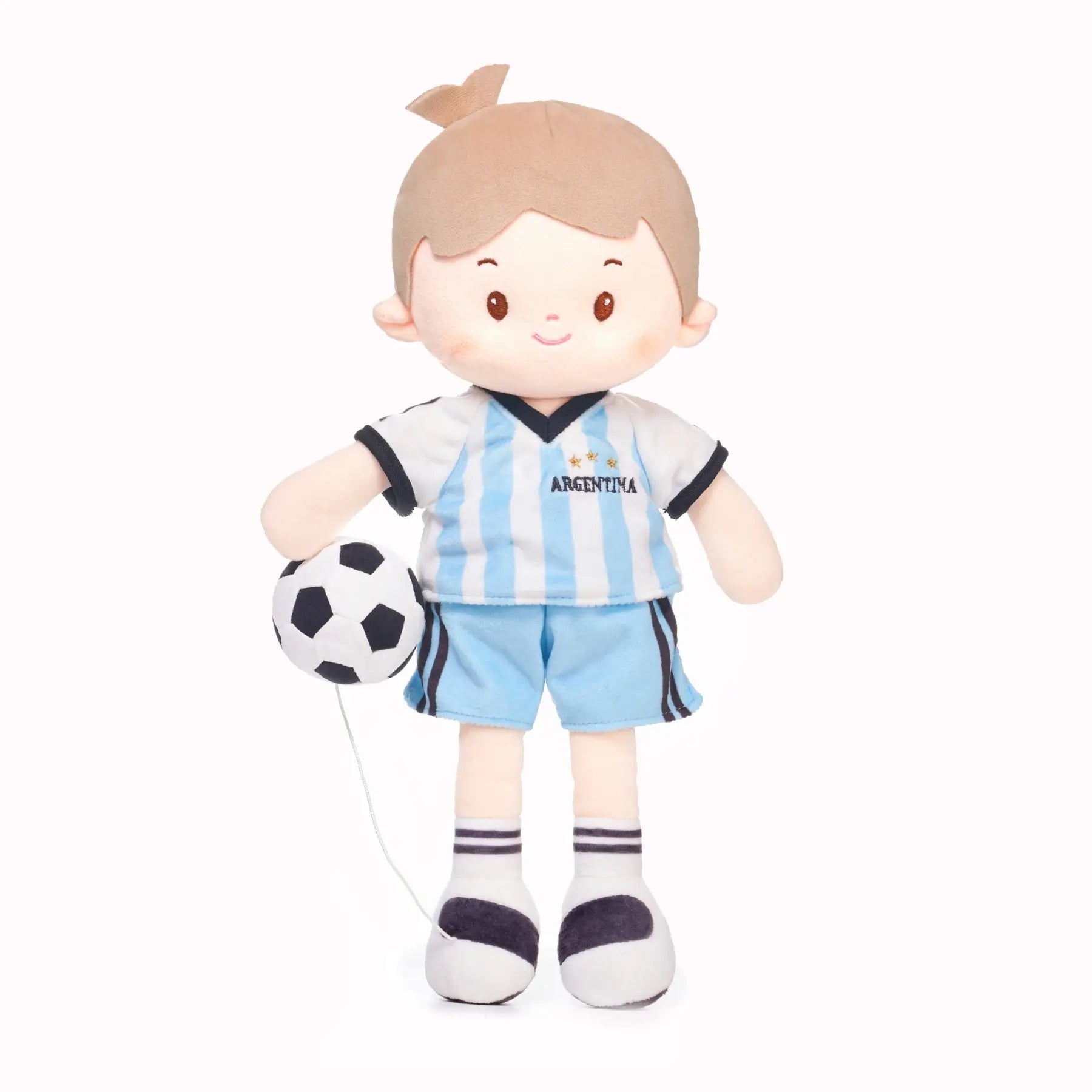 Personalized Soccer Boy - ARG (2 Skin Tones) - Realistic Look Dress Up Doll
