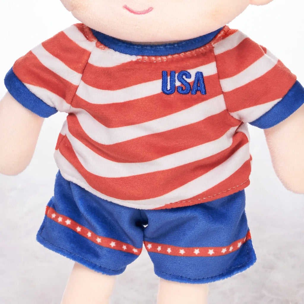 Personalized Soccer Boy - USA (2 Skin Tones) - Boutique Style Doll With Outfit