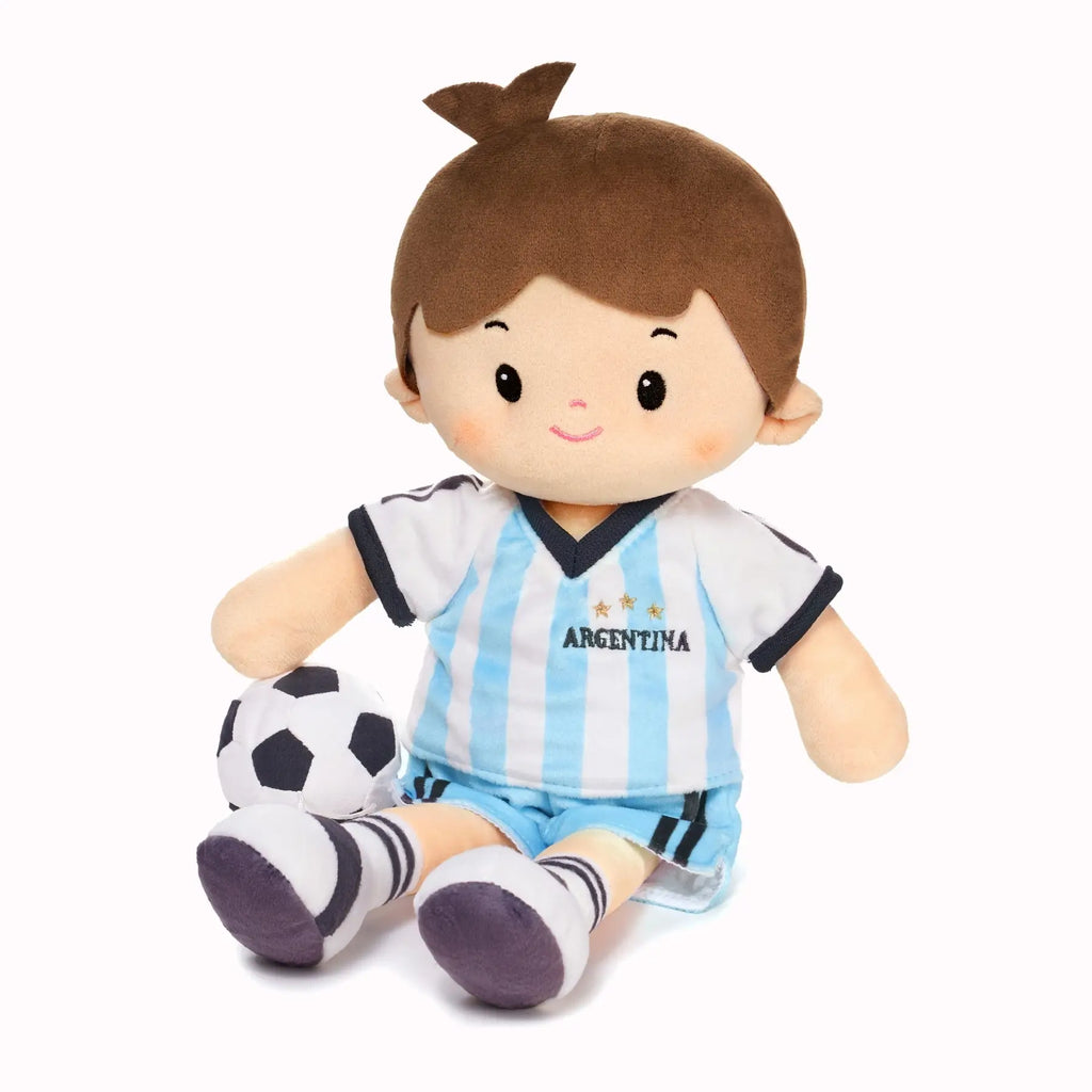 Personalized Soccer Boy - ARG (2 Skin Tones) - Realistic Look Dress Up Doll