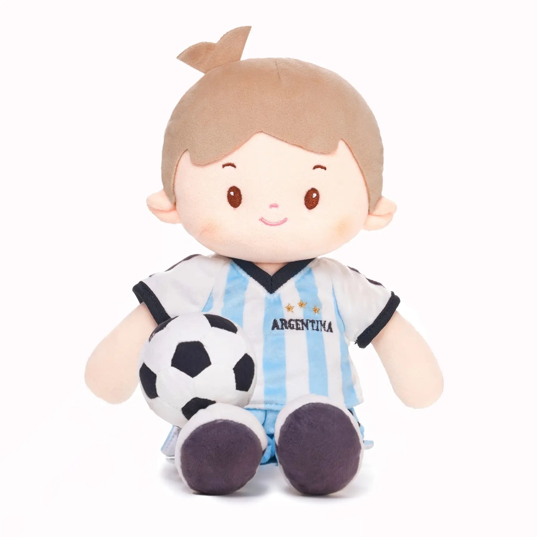Personalized Soccer Boy - ARG (2 Skin Tones) - Realistic Look Dress Up Doll