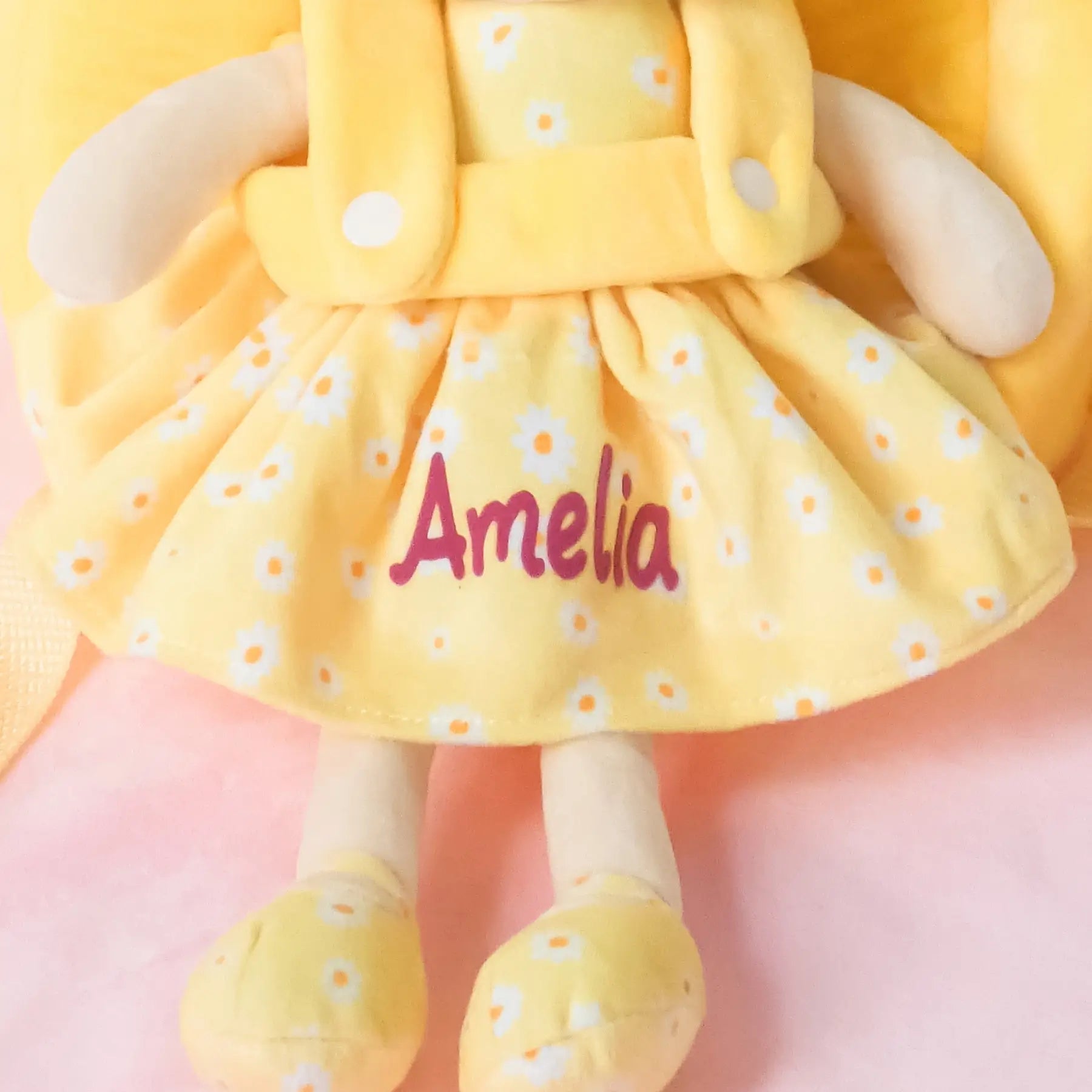 Personalized Flora Belle Girl Doll Backpack - Yellow - Stylish Doll Gift Set