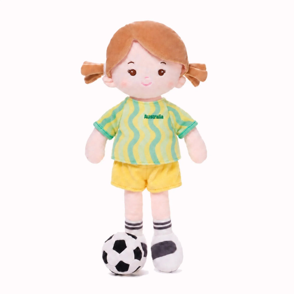 Personalized Soccer Girl - AUS (2 Skin Tones) - Cute Doll For Display