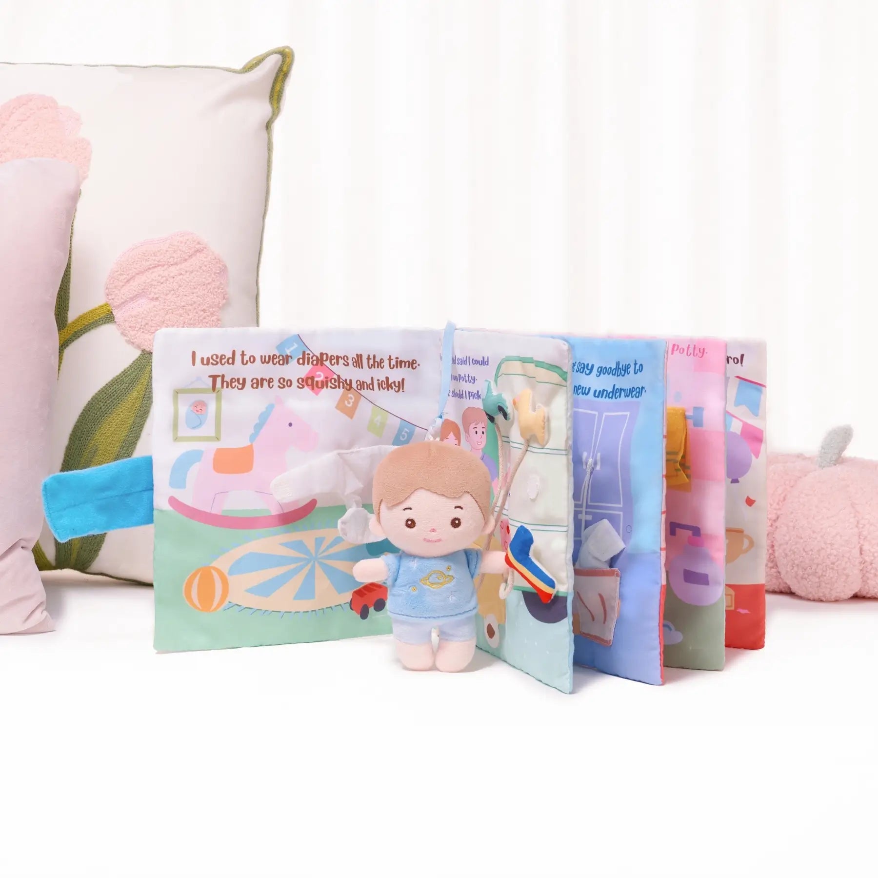 Hello Potty for Boys - Personalized Montessori Soft Book - Classic Doll Gift Set