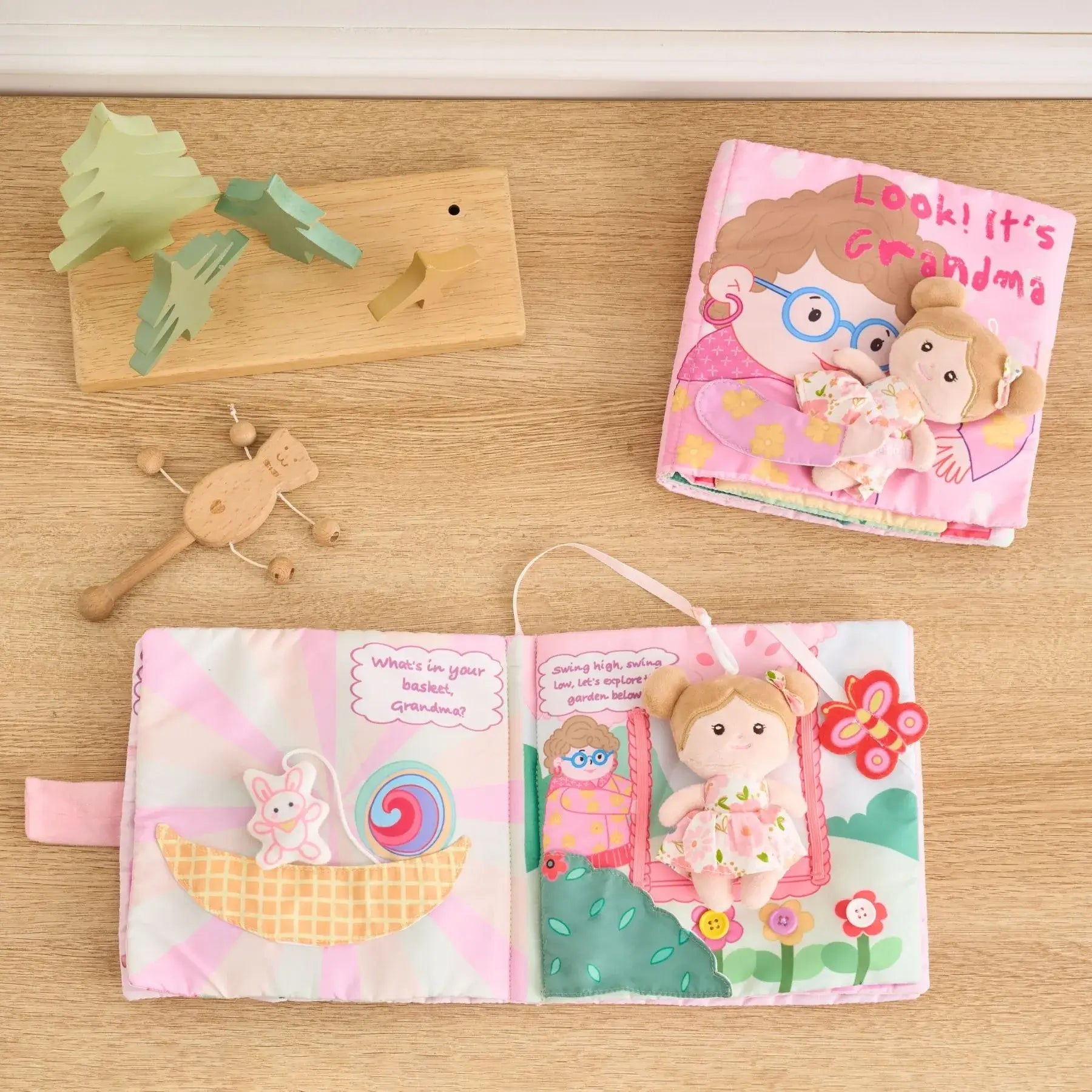 Look! It's Nana - Personalized Montessori Soft Book - Cute Dress Up Doll