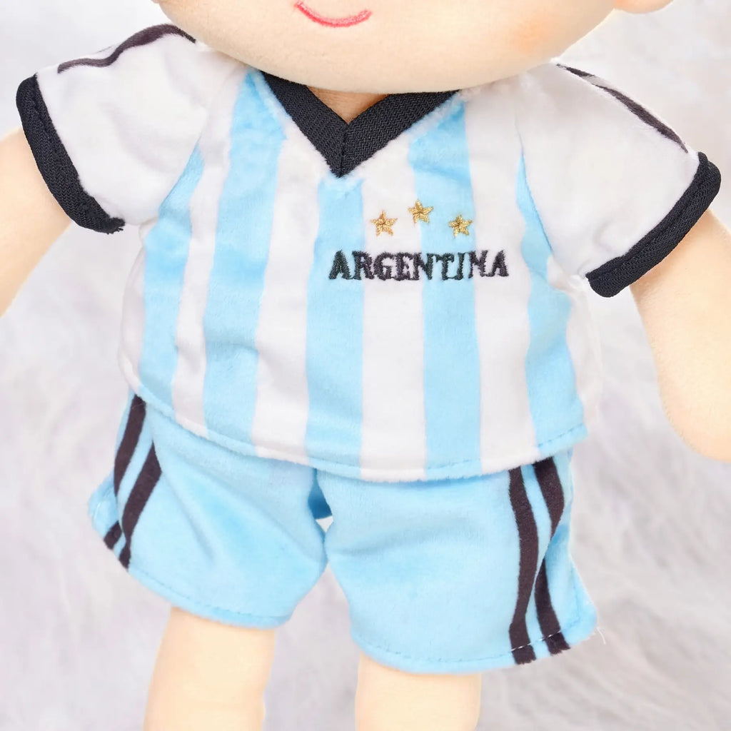 Personalized Soccer Boy - ARG (2 Skin Tones) - Realistic Look Dress Up Doll