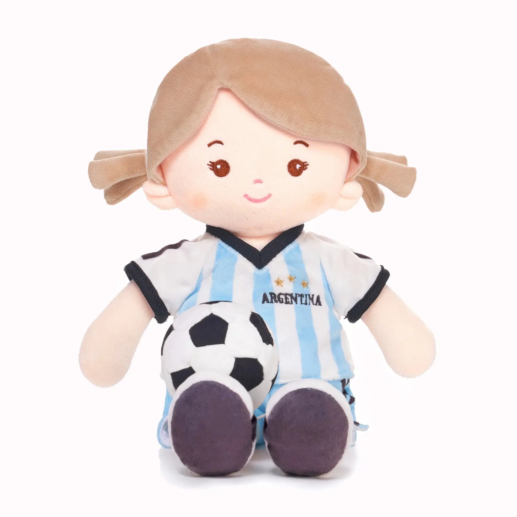 Personalized Soccer Girl - ARG (2 Skin Tones) - Large Size Plush Doll