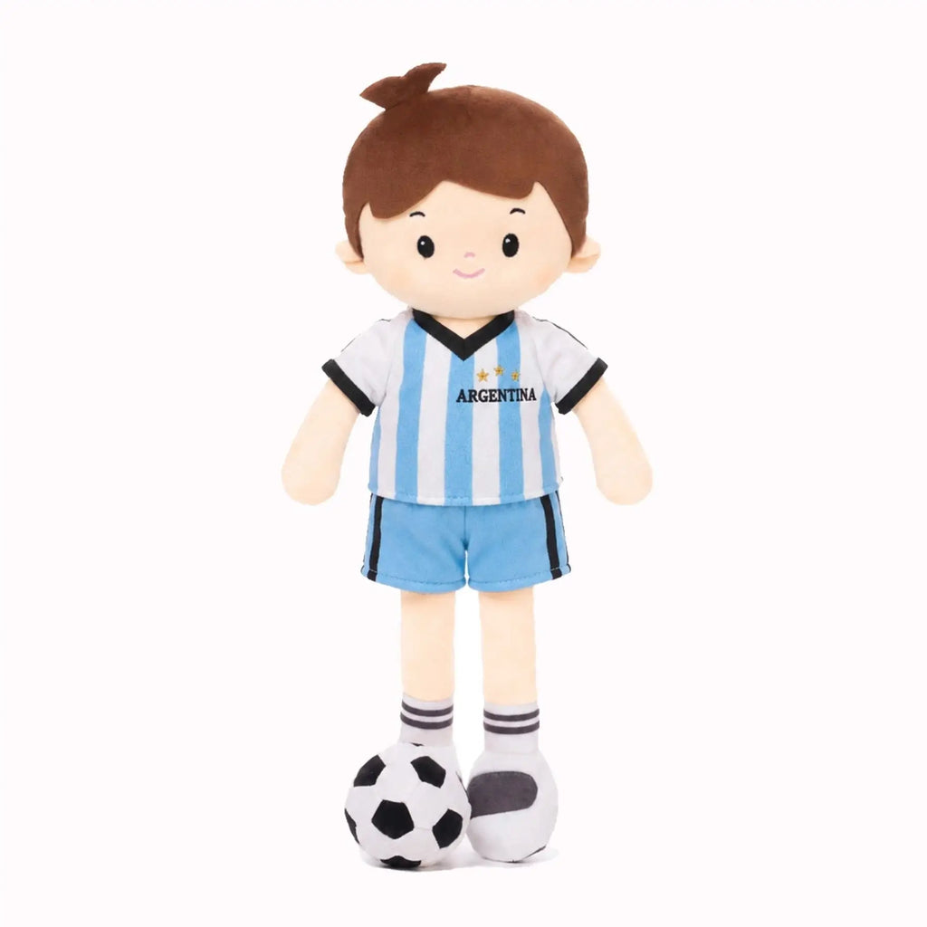 Personalized Soccer Boy - ARG (2 Skin Tones) - Realistic Look Dress Up Doll