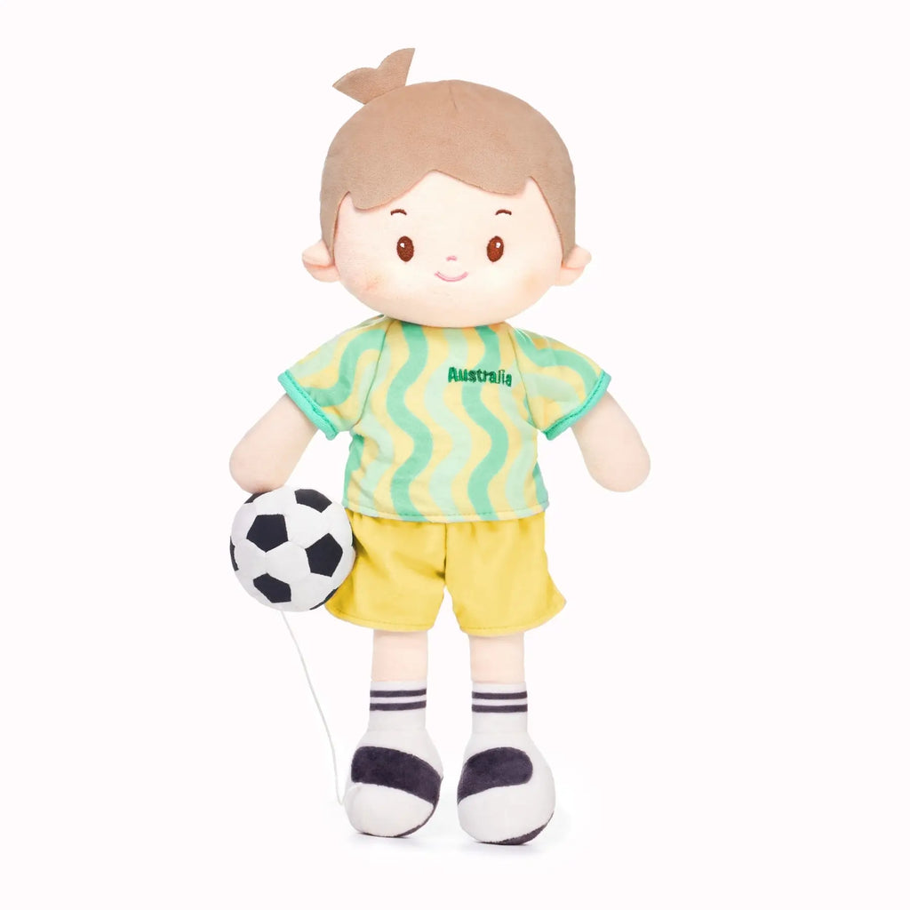 Personalized Soccer Boy - AUS (2 Skin Tones) - Sweet Doll Outfit Set