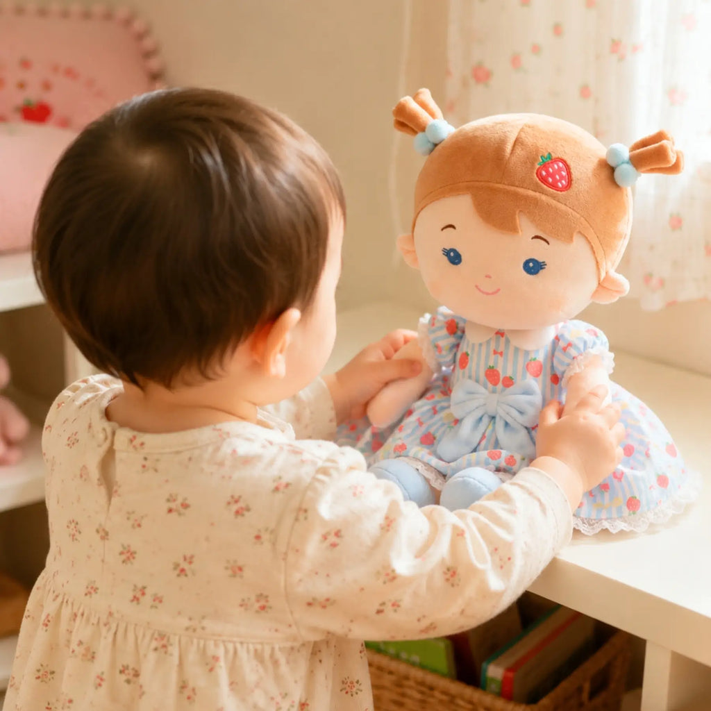 Personalized Strawberry Girl - Blue - Adorable Doll Clothes Set
