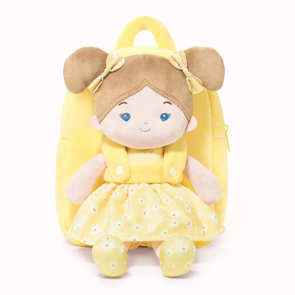 Personalized Flora Belle Girl Doll Backpack - Yellow - Stylish Doll Gift Set