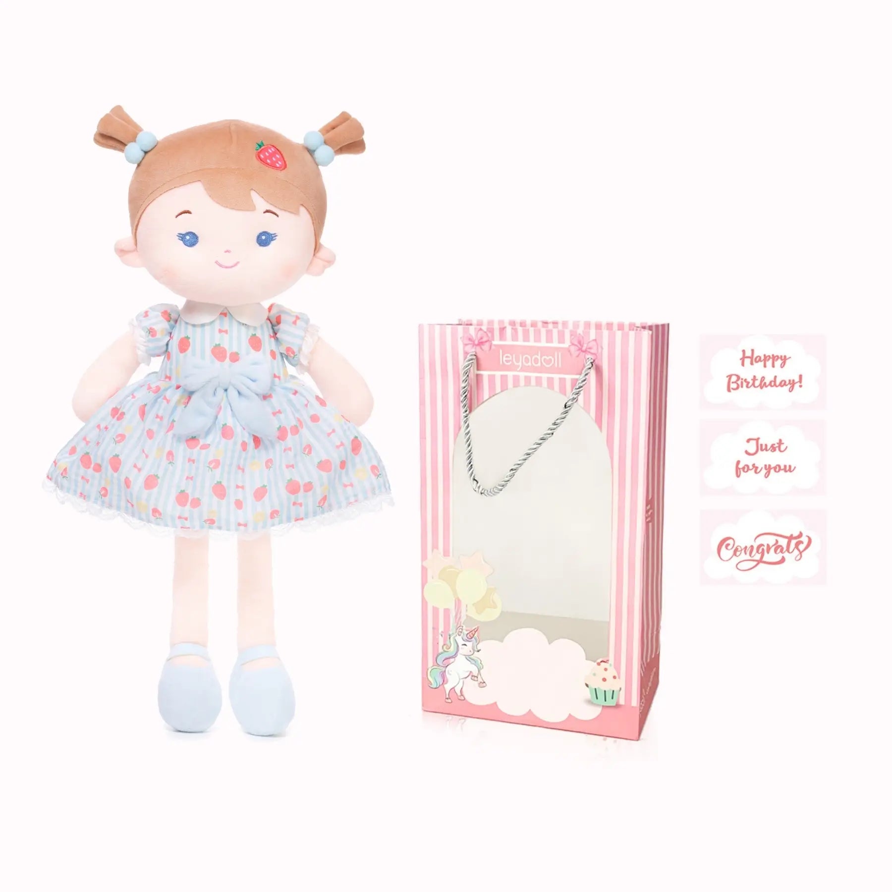 Personalized Strawberry Girl - Blue - Adorable Doll Clothes Set