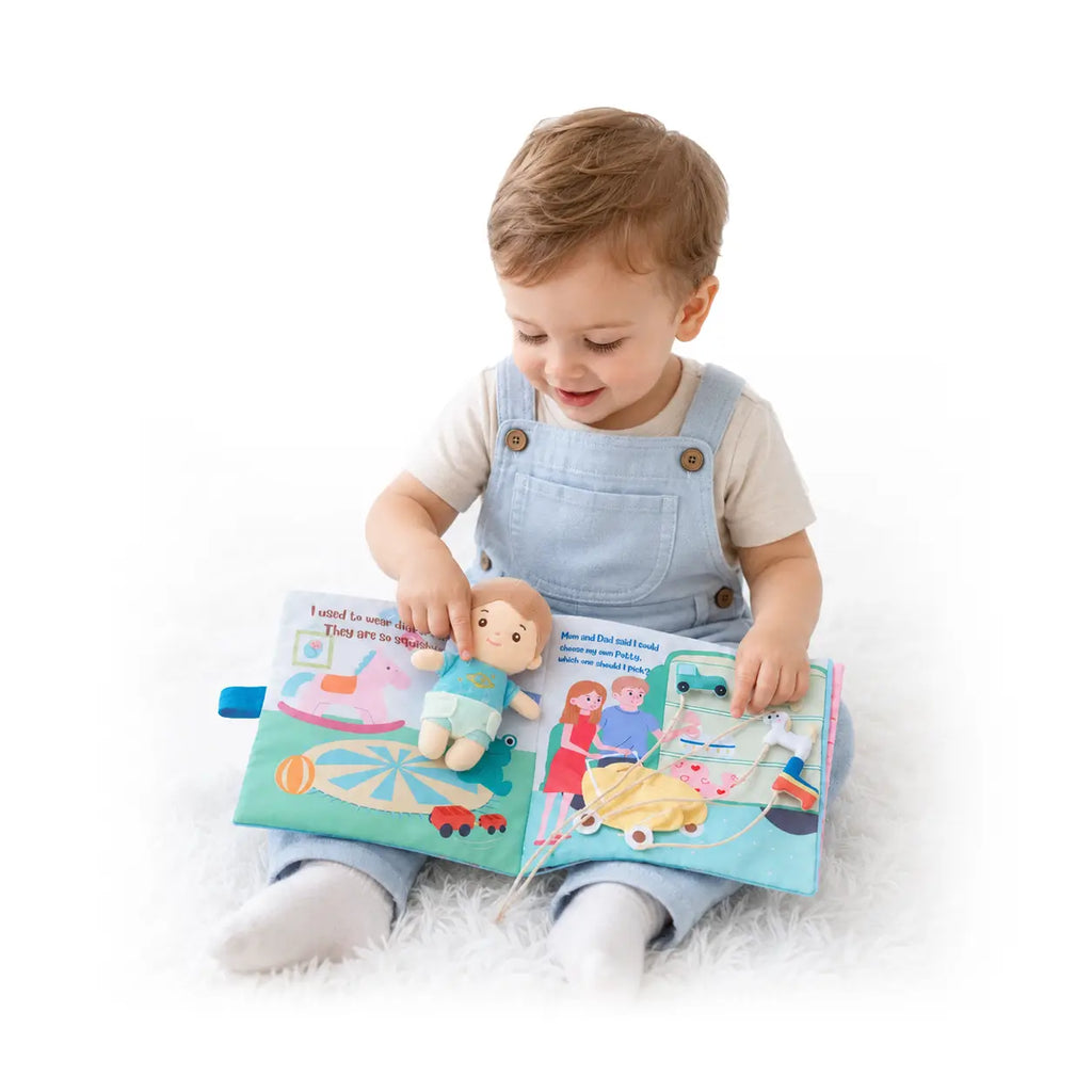 Hello Potty for Boys - Personalized Montessori Soft Book - Classic Doll Gift Set