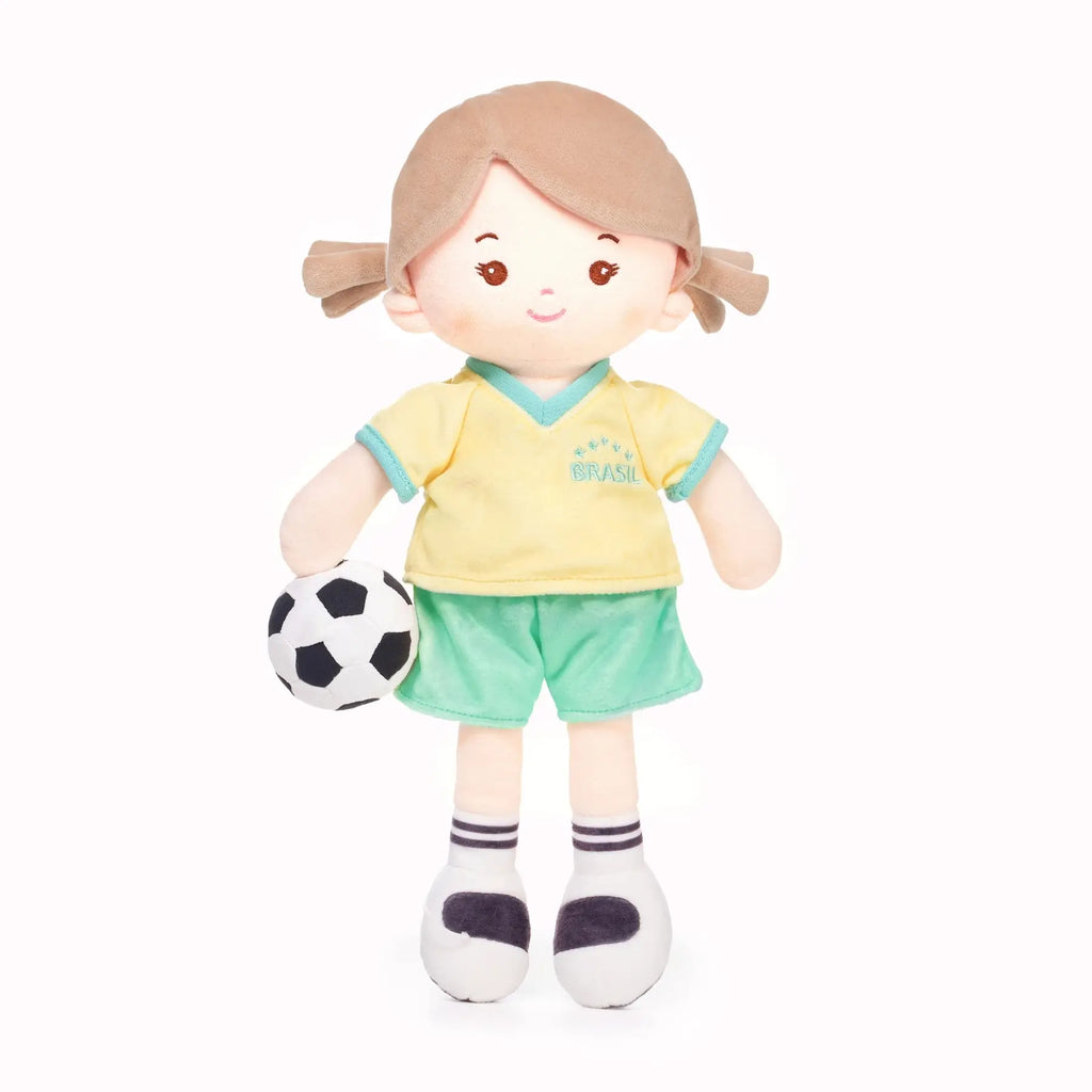 Personalized Soccer Girl - BRA (2 Skin Tones) - Gift Ready Dress Up Doll