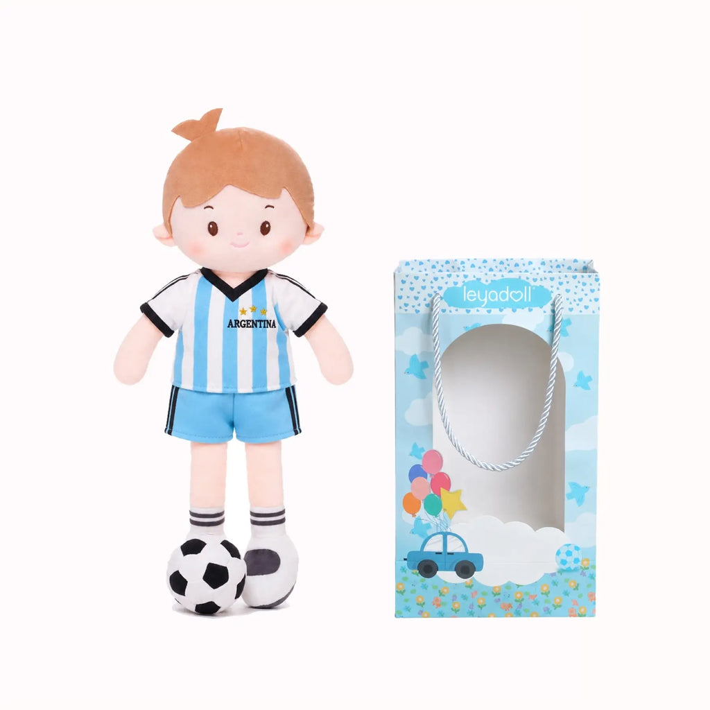 Personalized Soccer Boy - ARG (2 Skin Tones) - Realistic Look Dress Up Doll