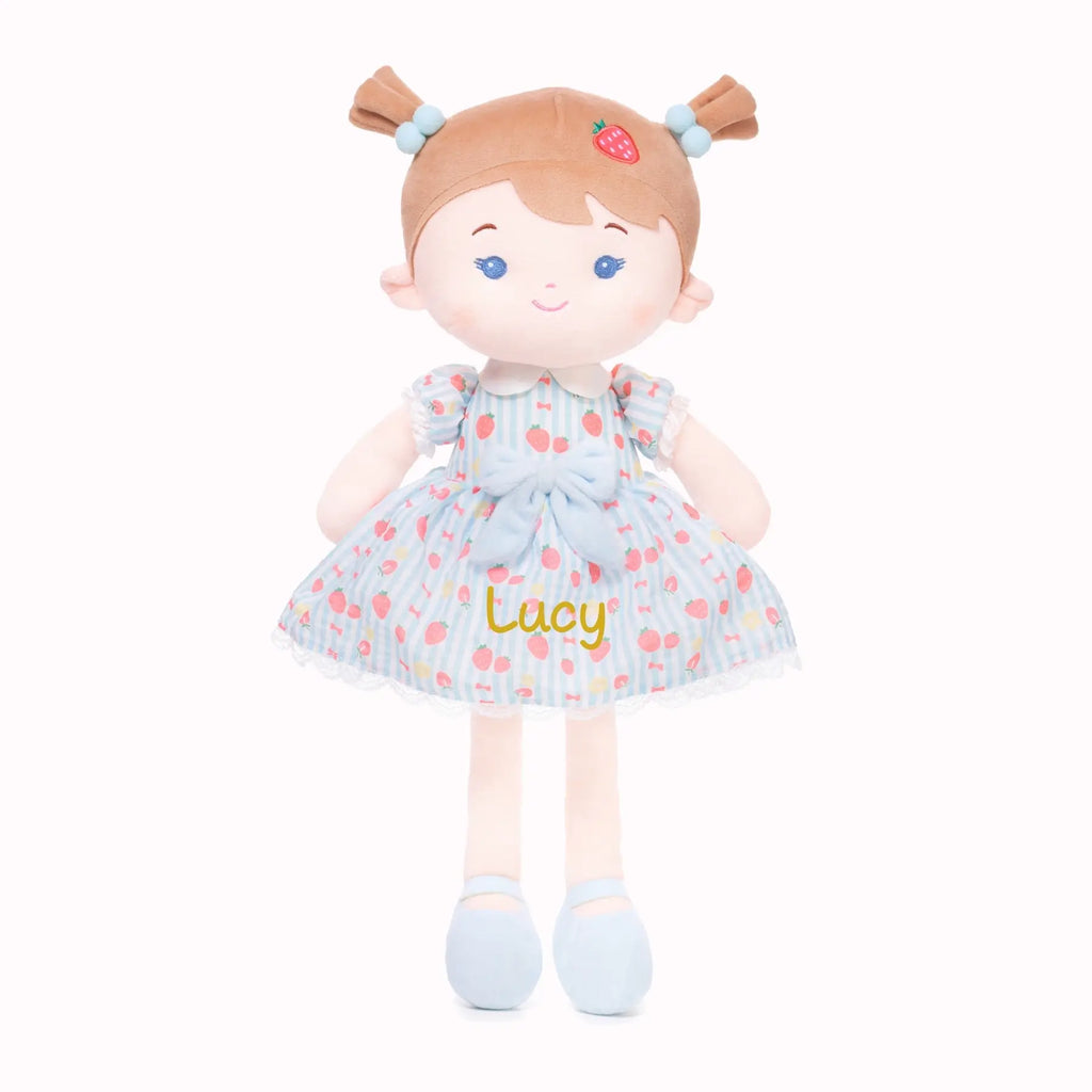 Personalized Strawberry Girl - Blue - Adorable Doll Clothes Set