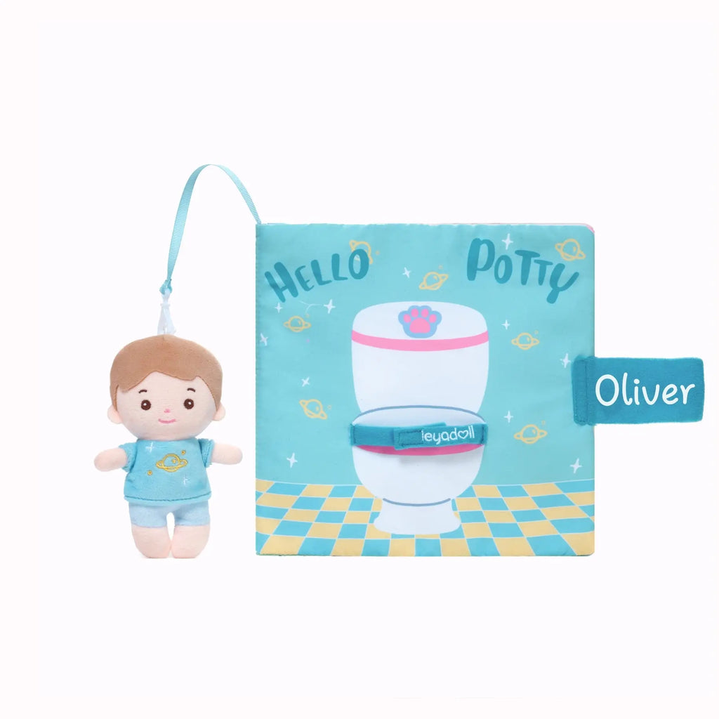 Hello Potty for Boys - Personalized Montessori Soft Book - Classic Doll Gift Set