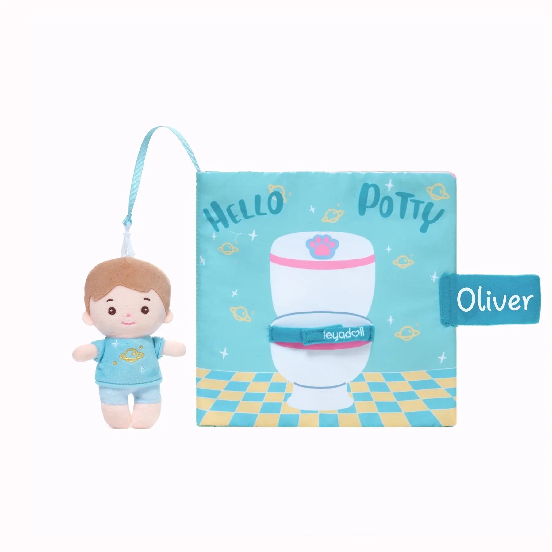 Hello Potty for Boys - Personalized Montessori Soft Book - Classic Doll Gift Set