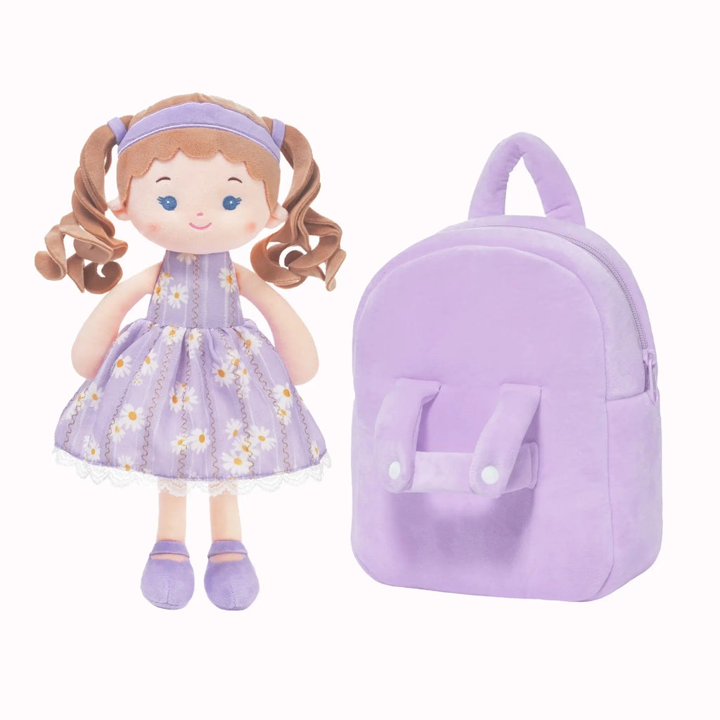 Personalized Daisy Girl Doll Backpack - Purple - Pretty Plush Doll