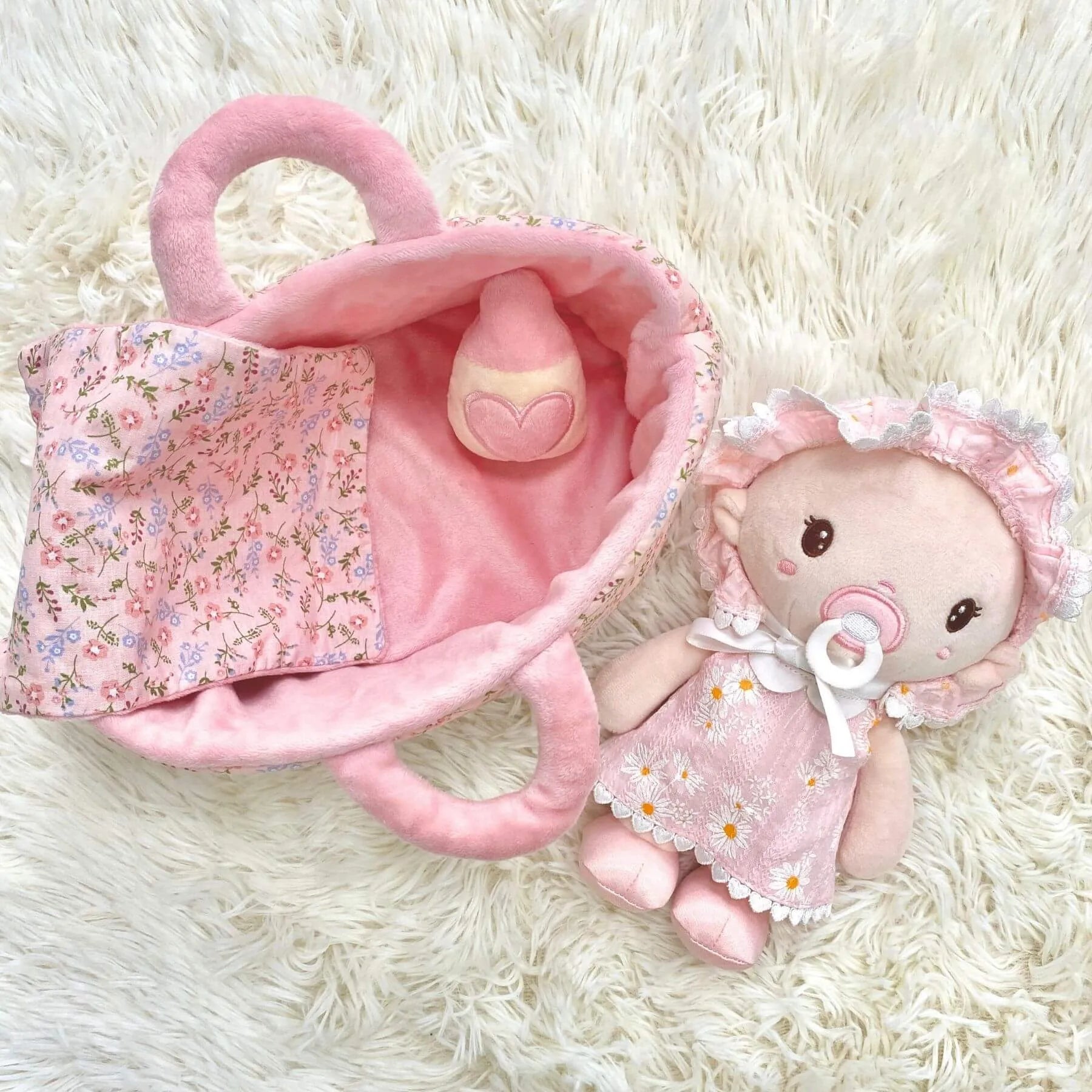 9 inches Baby Girl Crib Playset - Lovely Doll With Accessories
