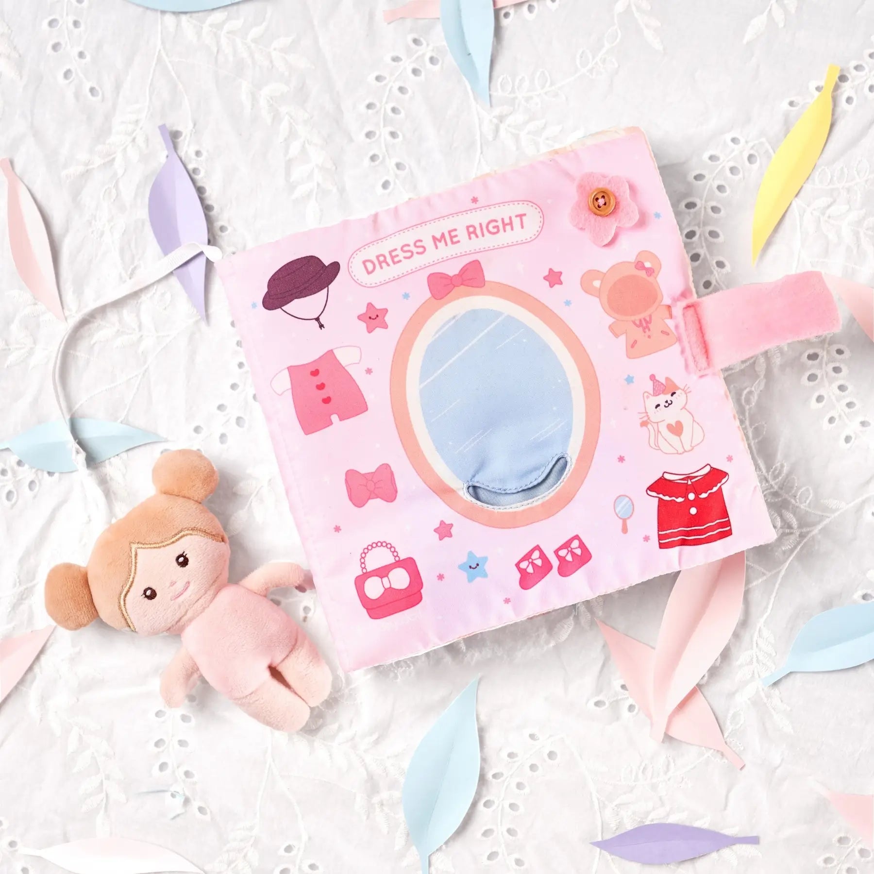 Dress Me Right - Personalized Montessori Soft Book - Pretty Baby Doll