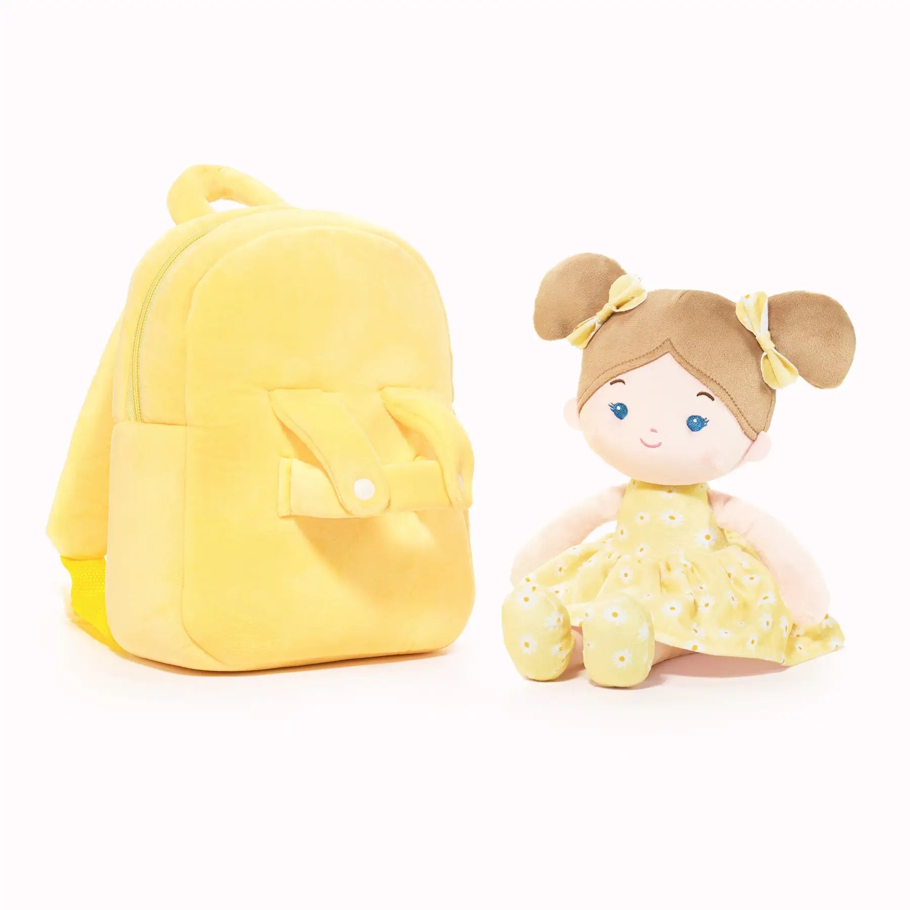 Personalized Flora Belle Girl Doll Backpack - Yellow - Stylish Doll Gift Set
