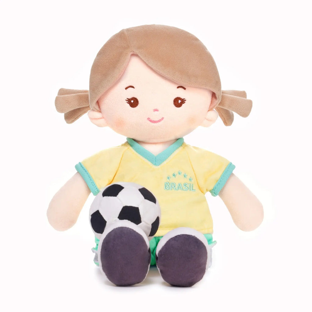 Personalized Soccer Girl - BRA (2 Skin Tones) - Gift Ready Dress Up Doll