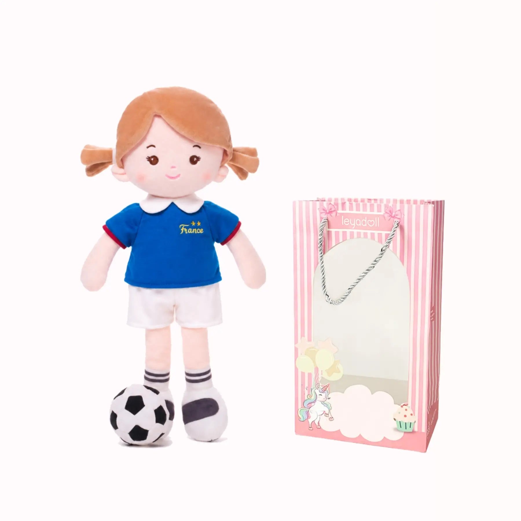 Personalized Soccer Girl - FRA (2 Skin Tones) - Realistic Look Doll Accessory Set