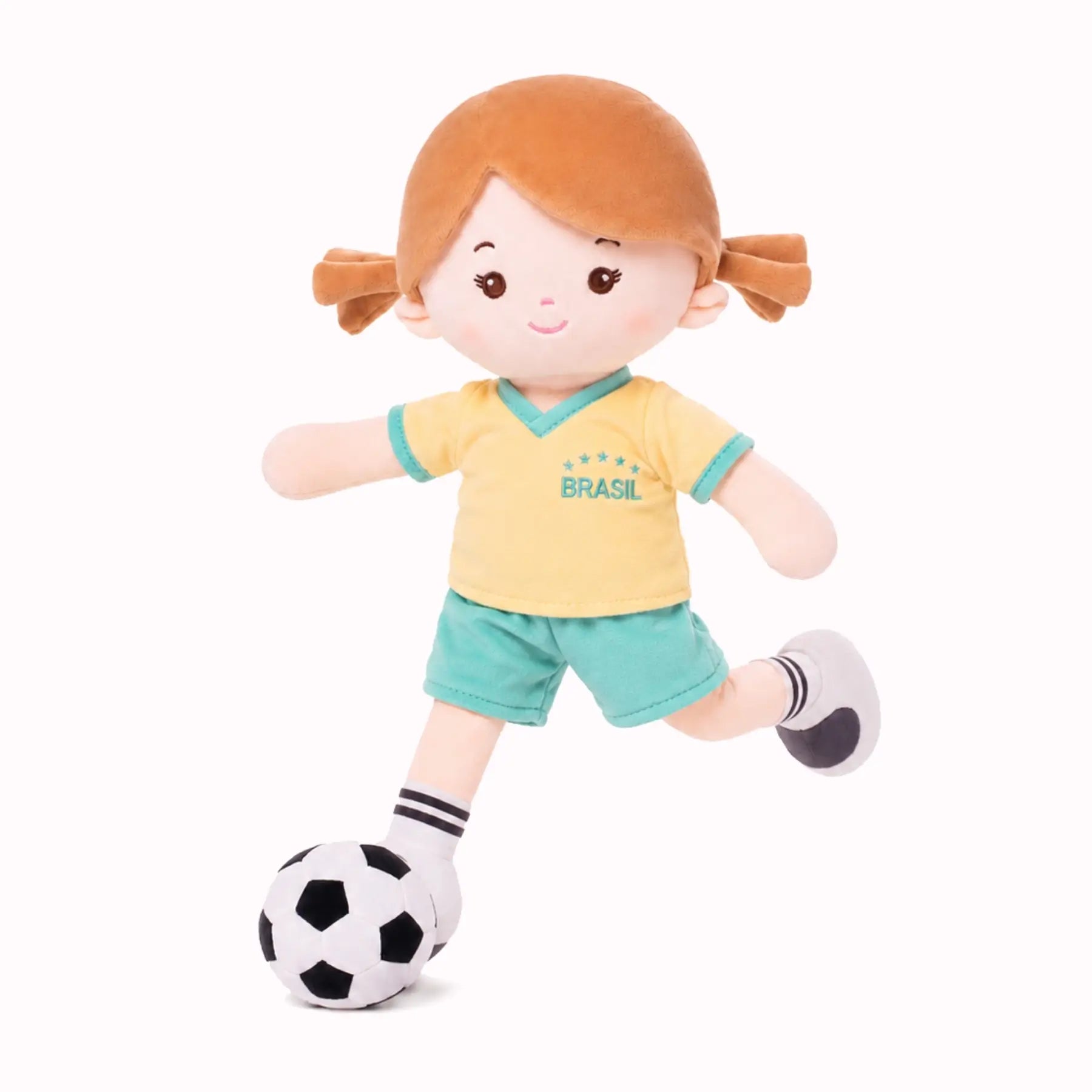 Personalized Soccer Girl - BRA (2 Skin Tones) - Gift Ready Dress Up Doll