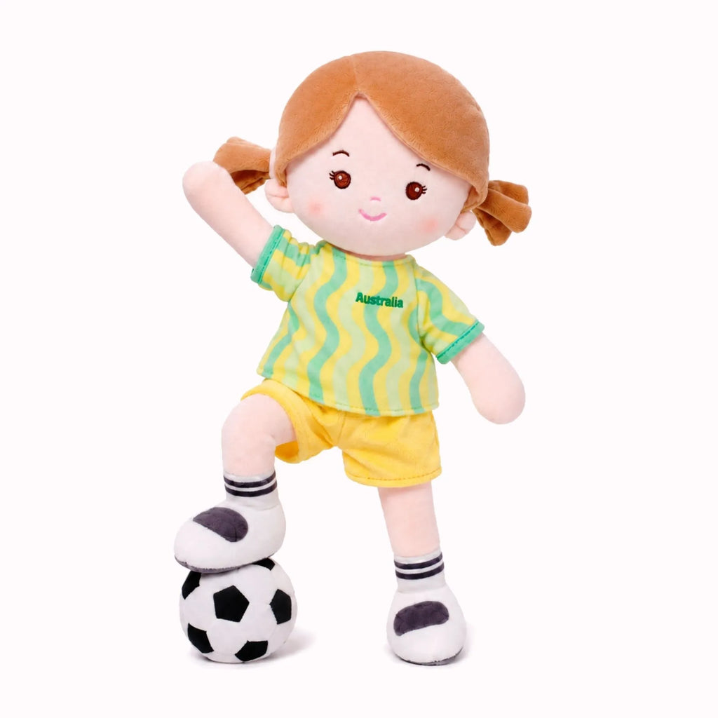 Personalized Soccer Girl - AUS (2 Skin Tones) - Cute Doll For Display