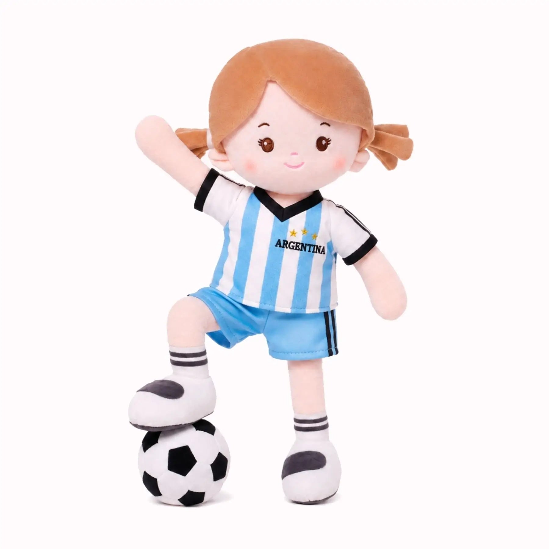 Personalized Soccer Girl - ARG (2 Skin Tones) - Large Size Plush Doll