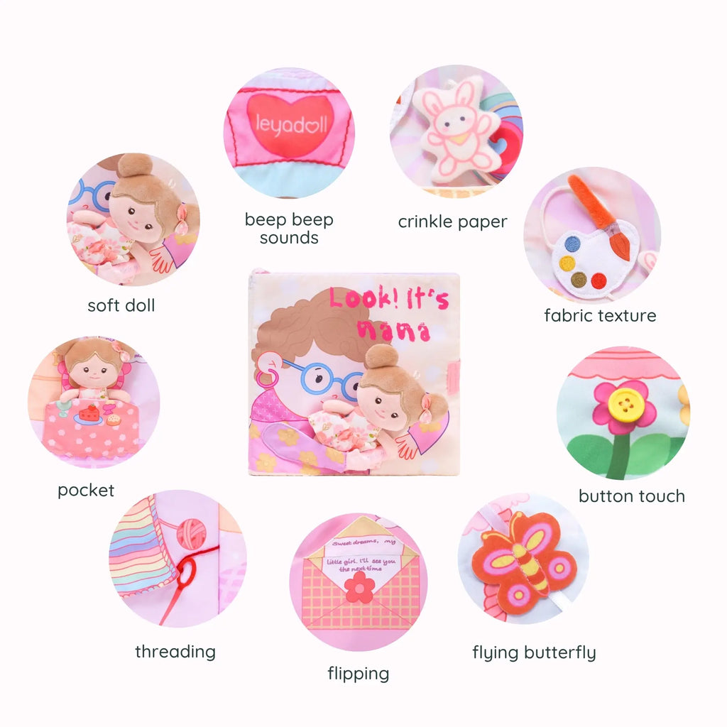 Look! It's Nana - Personalized Montessori Soft Book - Cute Dress Up Doll