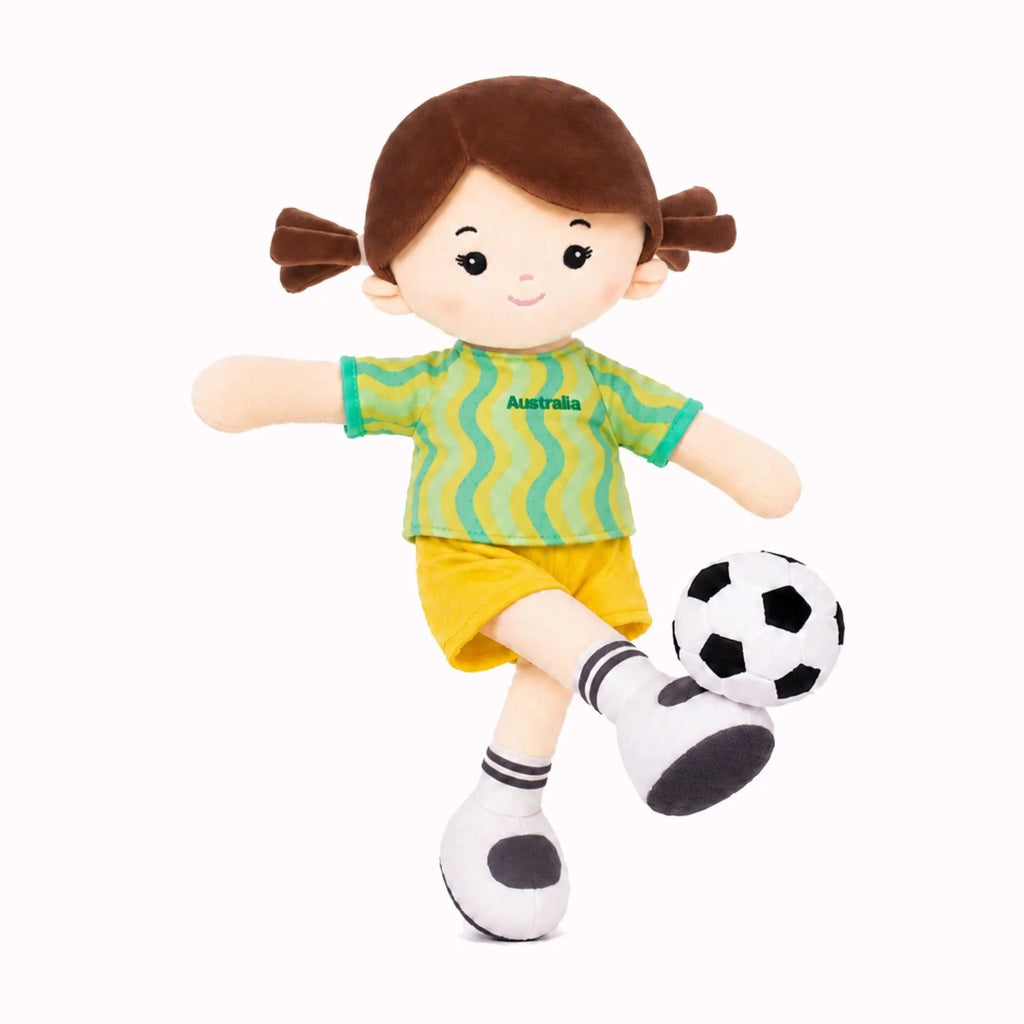 Personalized Soccer Girl - AUS (2 Skin Tones) - Cute Doll For Display