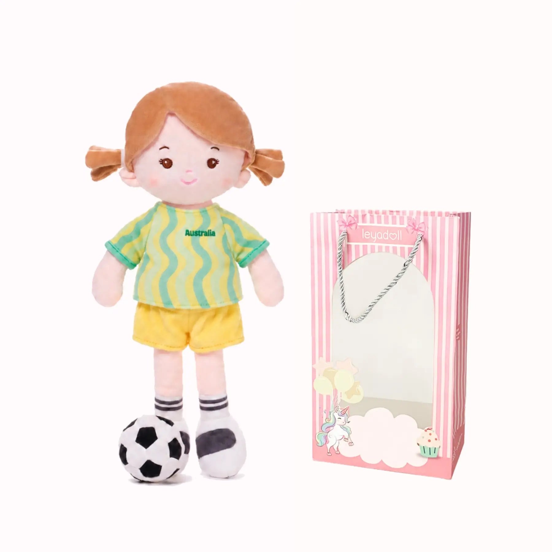 Personalized Soccer Girl - AUS (2 Skin Tones) - Cute Doll For Display