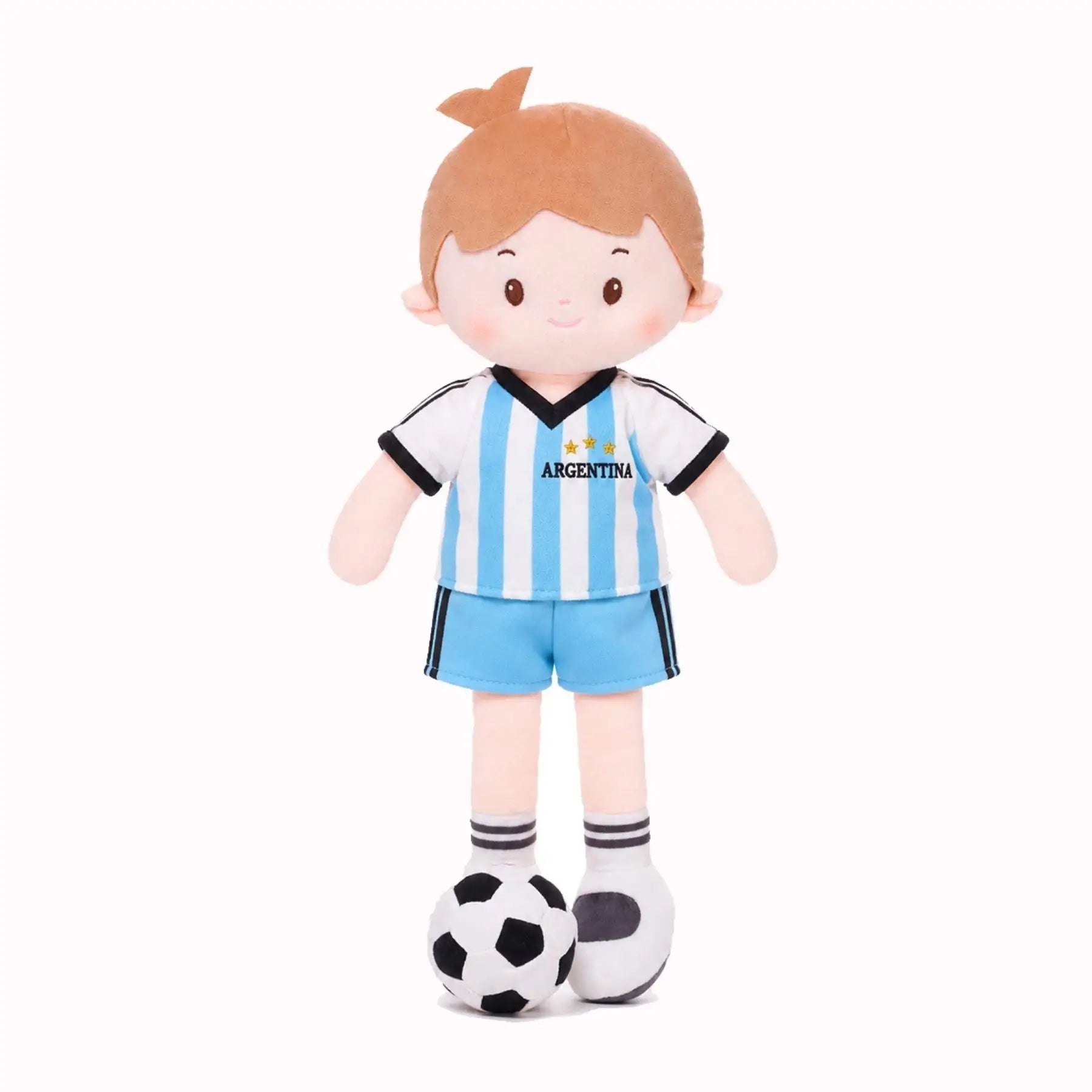 Personalized Soccer Boy - ARG (2 Skin Tones) - Realistic Look Dress Up Doll