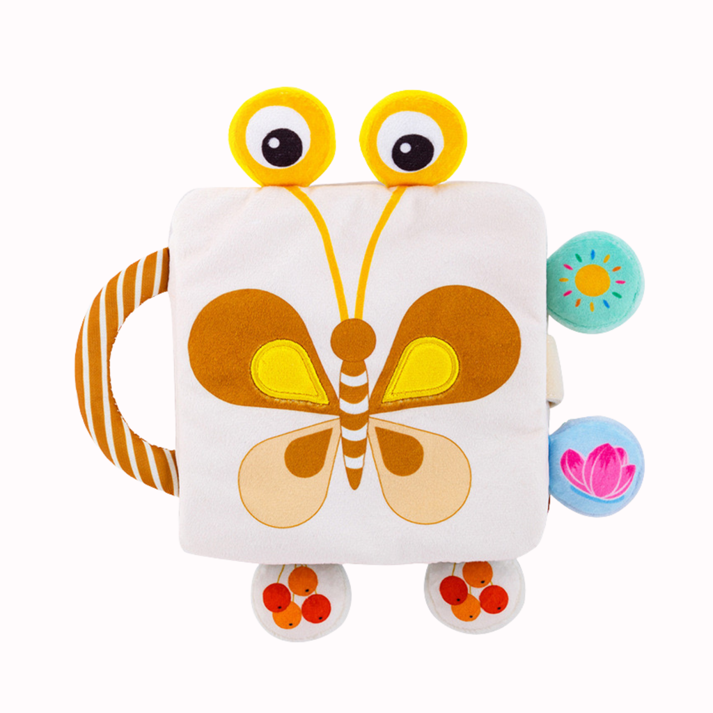 Fluttery Harmony - Soft Rattle Book For Babies - Modern Baby Doll