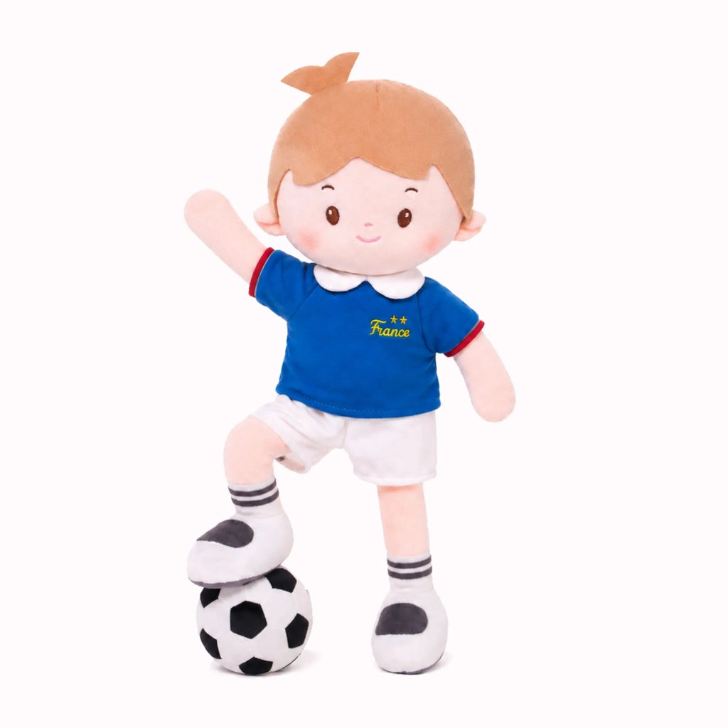 Personalized Soccer Boy - FRA (2 Skin Tones) - Display Ready Doll Accessory Set