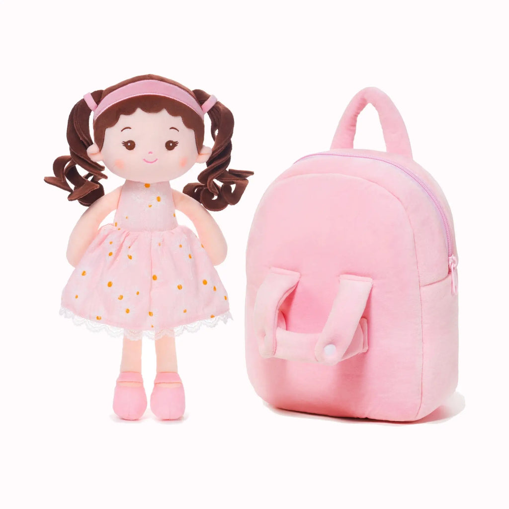 Personalized Daisy Girl Doll Backpack -Pink (2 Skin Tones) - Collector Friendly Doll For Gifting