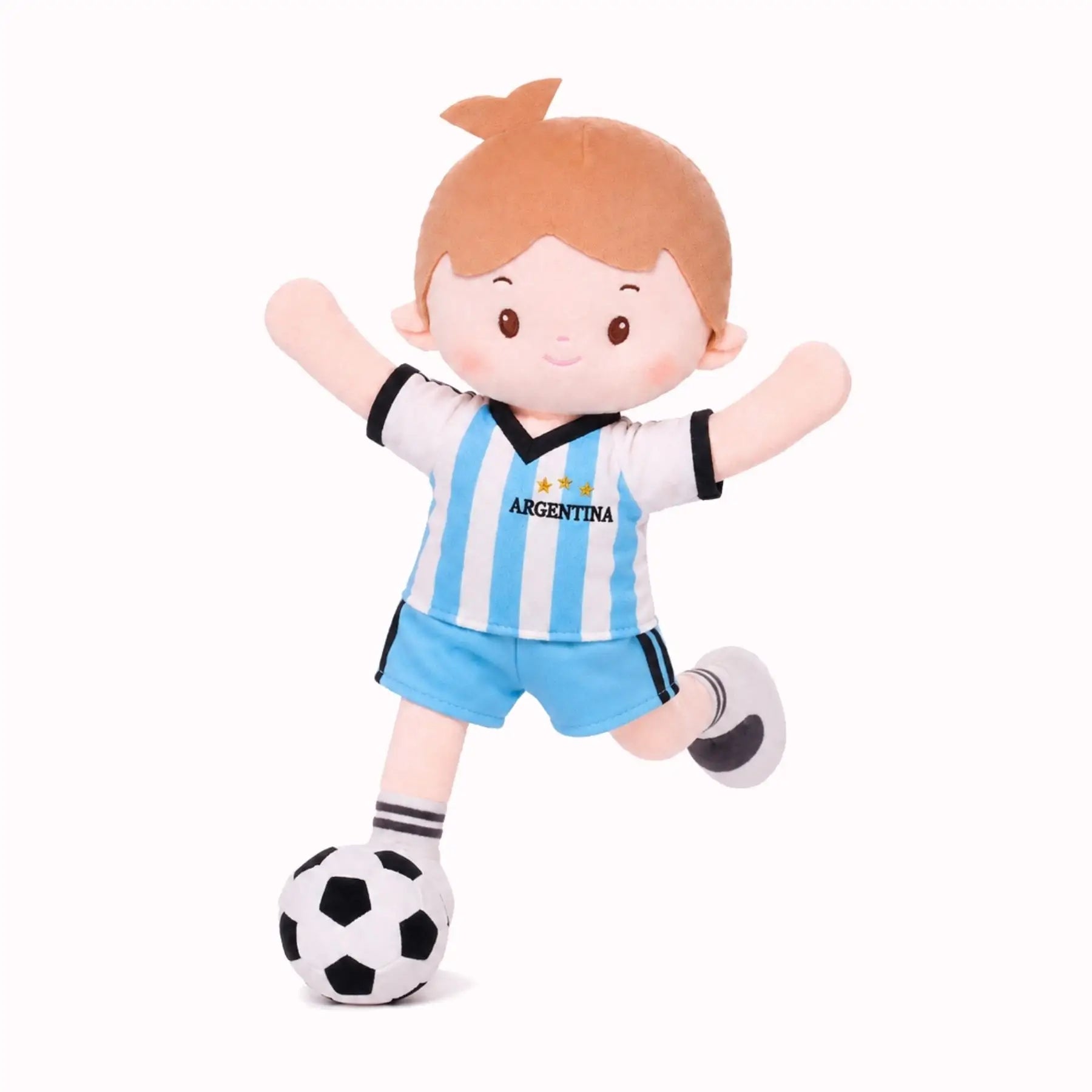 Personalized Soccer Boy - ARG (2 Skin Tones) - Realistic Look Dress Up Doll