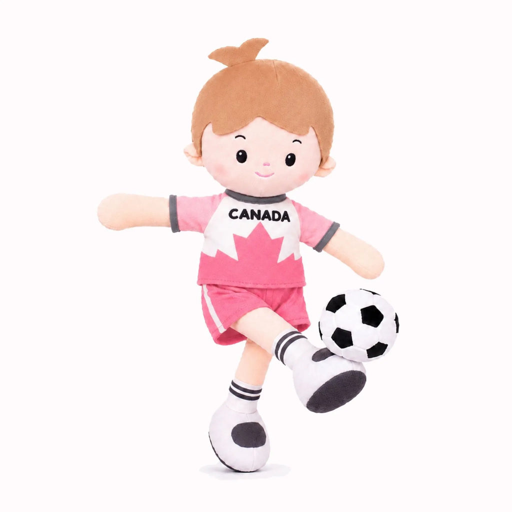 Personalized Soccer Boy - CAN (2 Skin Tones) - Pretty Soft Doll
