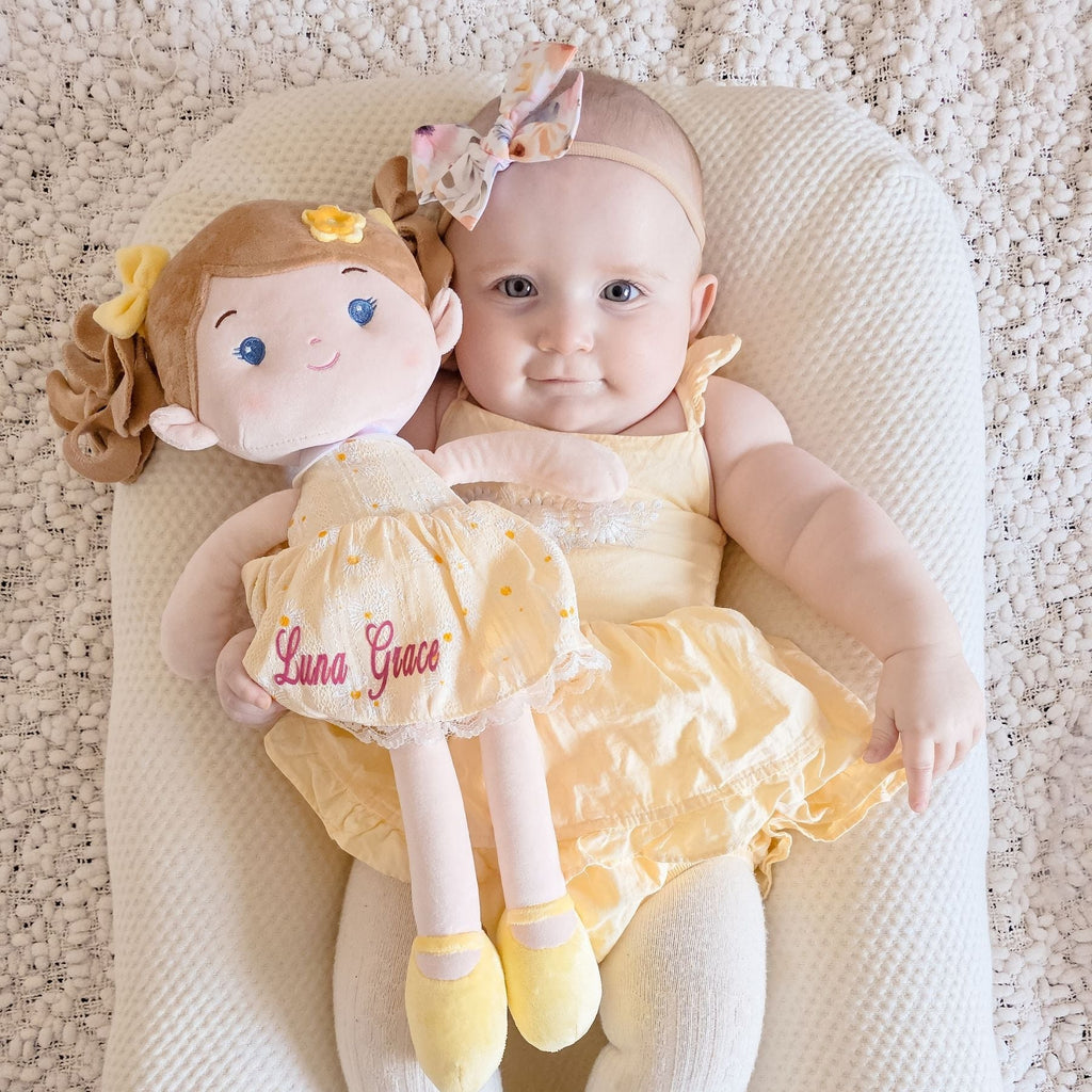 Personalized Daisy Girl - Yellow - Realistic Look Doll Clothes Set