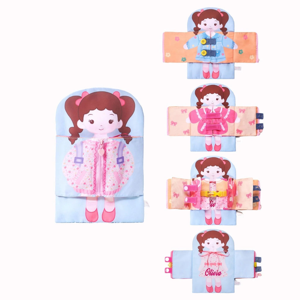 Molly Knows How To Wear - Personalized Montessori Soft Book - Gift Ready Doll For Playtime