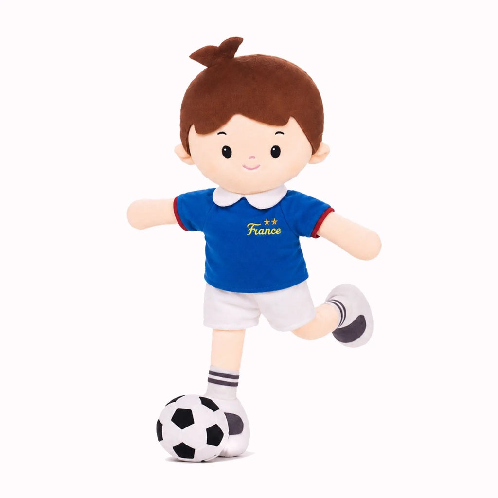 Personalized Soccer Boy - FRA (2 Skin Tones) - Display Ready Doll Accessory Set