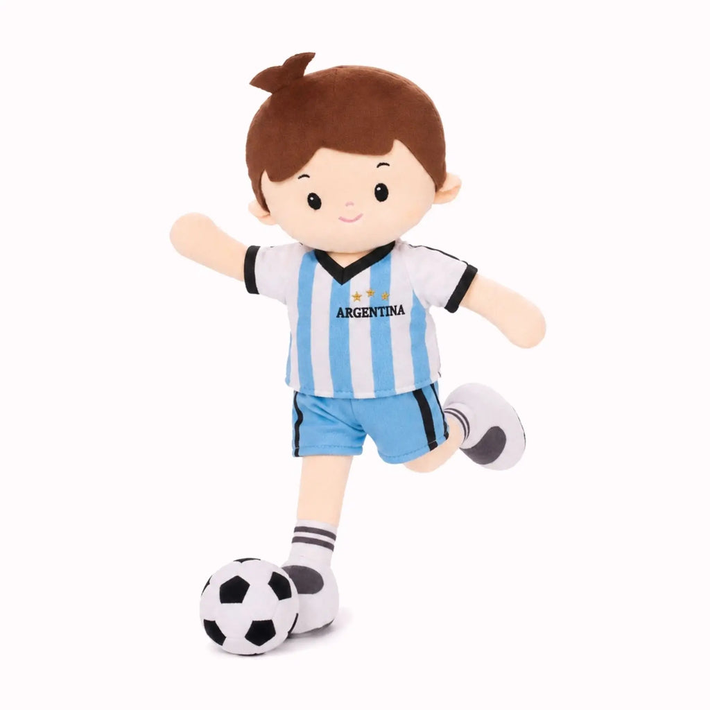 Personalized Soccer Boy - ARG (2 Skin Tones) - Realistic Look Dress Up Doll