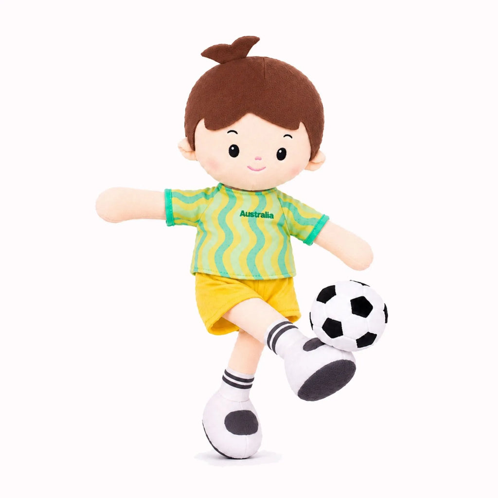 Personalized Soccer Boy - AUS (2 Skin Tones) - Sweet Doll Outfit Set